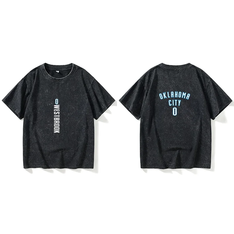 

Мужская повседневная хлопковая футболка Thunder Wesrook Paul George Baskeall Sport T-irt ort Sve round Ne для молодежи