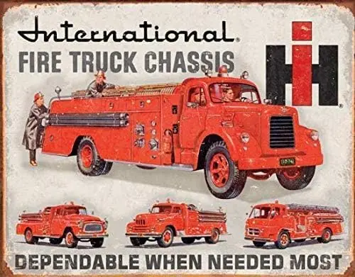 Y1,Room Rustic Plate Novelty Tin Sign Wall Decor International Fire Truck Chassis Pub Unique Metal Signs  Garage-aluminum