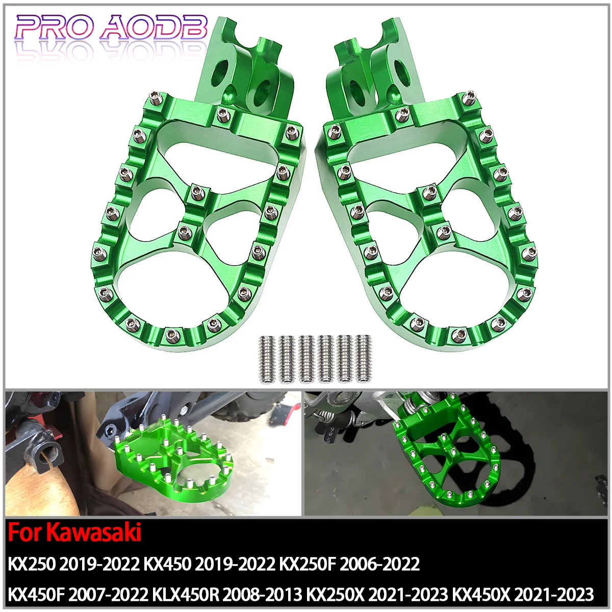 

For Kawasaki KX250F KX450F 2006-2021 KX250X KX450X 2021-2023 KLX450R Motorcycle CNC FootRest Footpegs Foot Pegs Pedals 2008-2013