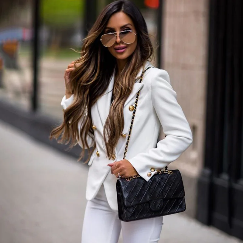 Blazers rosas con cuello en V para mujer, trajes de oficina de un solo botón de colores sólidos cálidos, chaqueta de manga larga para mujer,