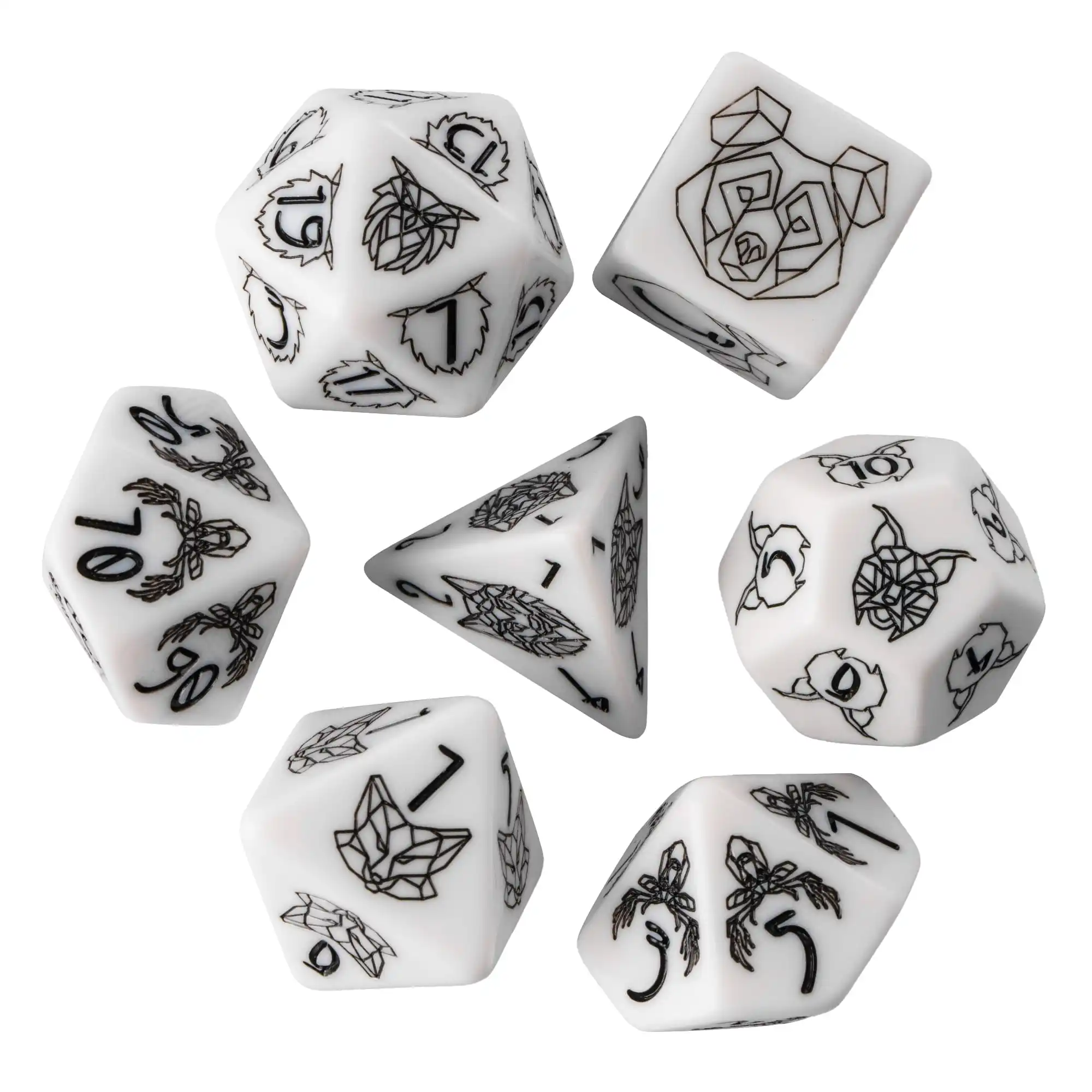 Cusdie Beast DND Dices Resin Pattern D&D Dice 7Pcs Unique D4-D20 Polyhedral Dice Set for Role Playing Board Game Pathfinder TRPG