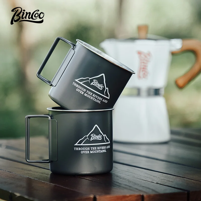 Bincoo Mountain Outdoor Camping Coffee Cup Mug Folding Portable Water Cup Home 304 Stainless Steel