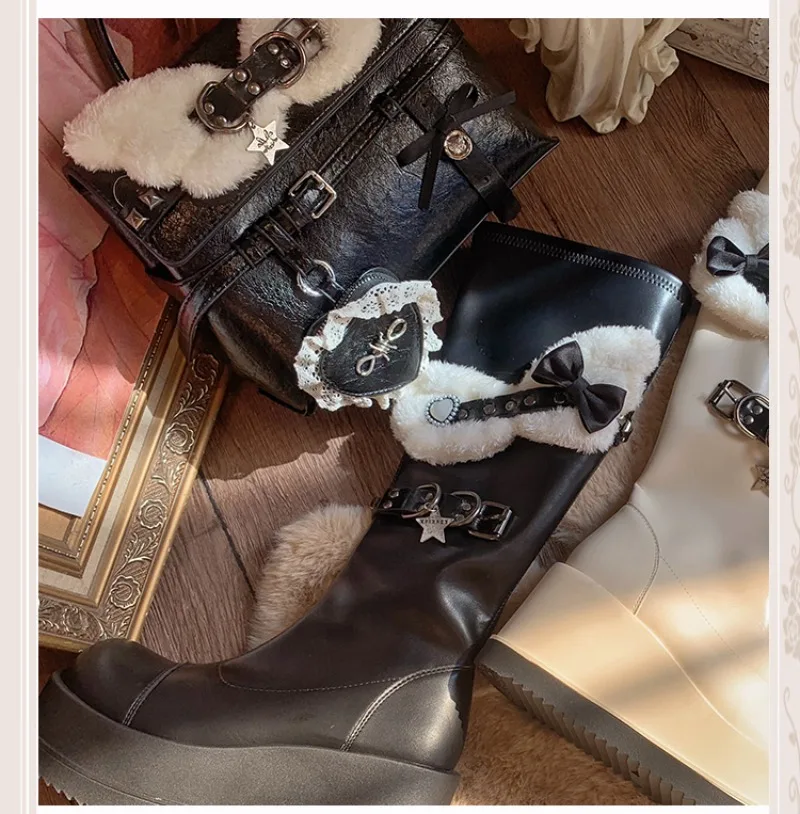 Japanese Rojita Y2k Plush Wings Lace Heart Metal Style Single Shoulder Bag Cute Sweet Cool Black White Color Block Shopping Bags