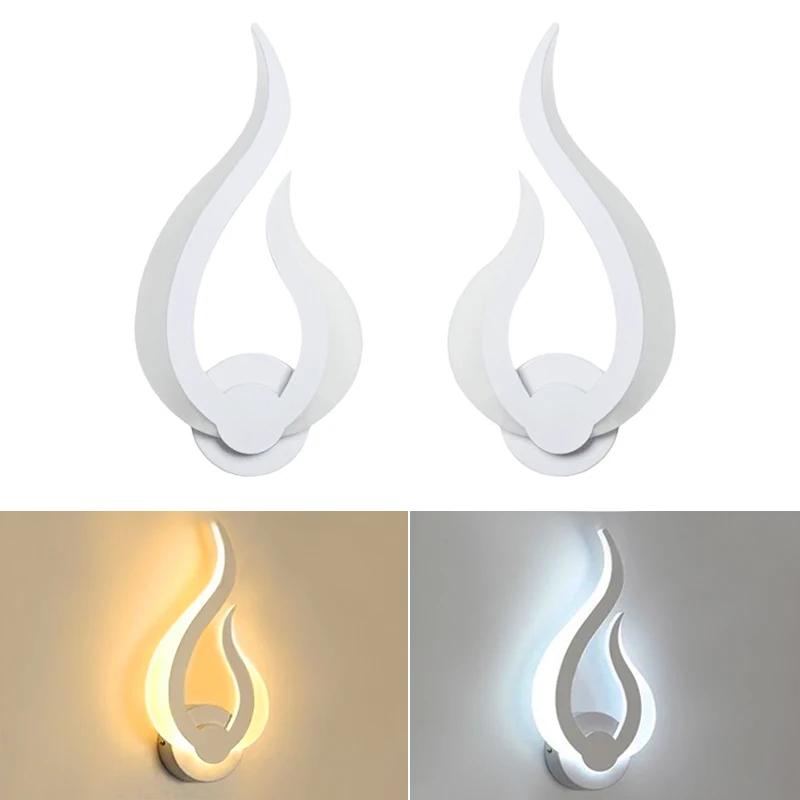 Creative Flame LED Modern Wall Lamp 12W AC85-265V Acrylic Touch Bedside Lamp for Indoor Corridor Bedroom Lighting