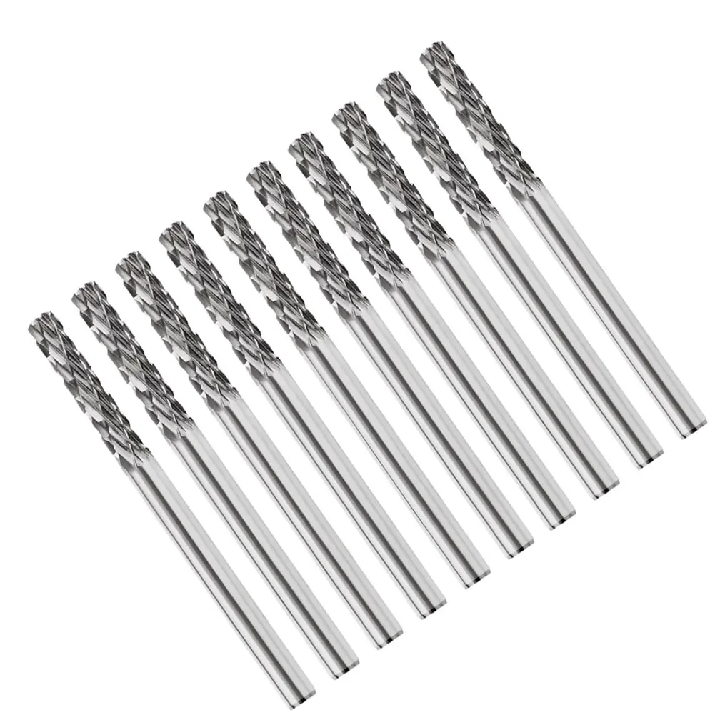 10Pcs 38mm Tungsten Carbide Rotary File Set 3mm Shank Milling Cutter For Fast Cutting & Polishing Copper/Aluminum/Carbon Steel