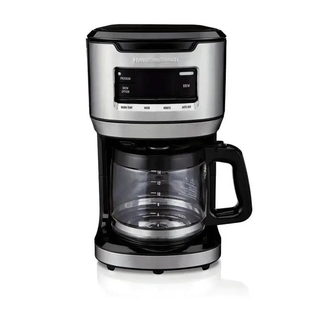 14 Cup Programmable Front Fill Coffee Maker Auto Shut-Off Programmable Timer 3 Brewing Options Bold Regular 1-4 cups Drip-Free