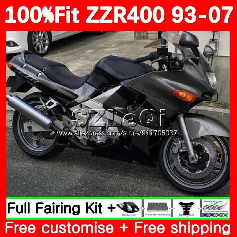 ZZR-400 For KAWASAKI NINJA ZZR400 93 94 95 96 97 98 99 119No.12 ZZR 400 2001 2002 2003 2004 2005 2006 2007 Grey black Fairing