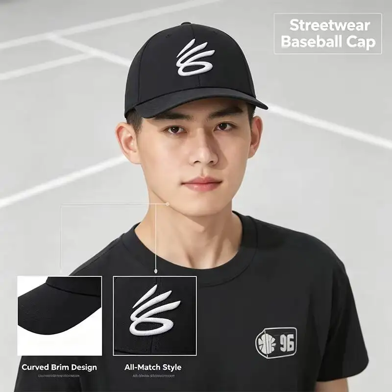 New Under New Armour Men's Black Classic Baseball Cap Soft Cotton Curved Brim Adjustable Back Hat