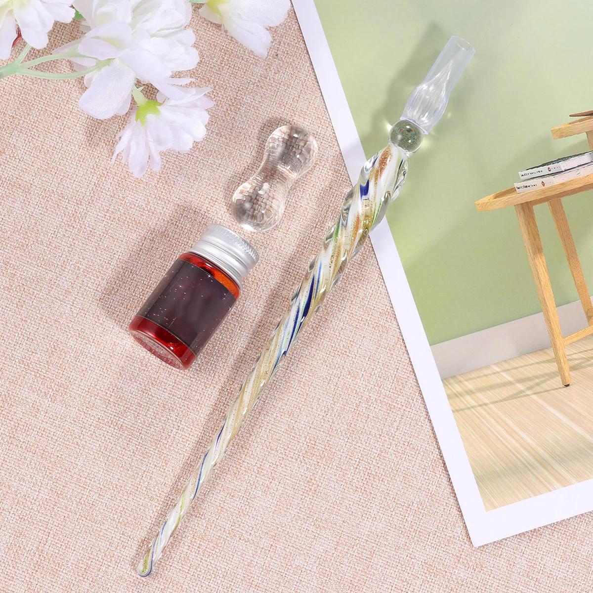 

3pcs Star Glass Pen Set Transparent Enamel Fine Tip For Calligraphy Writing Drawing Practice Ink Art Office Supplies Gift Box