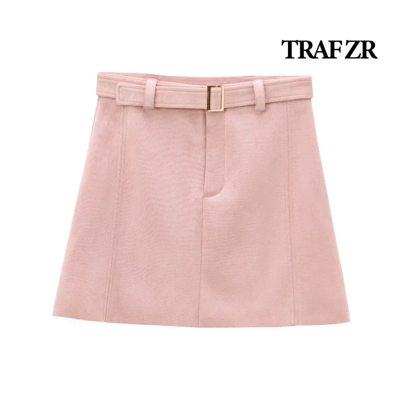 

TRAF ZR Women's Skirt for Autumn England Style A-line Skirts Micro Miniskirt Harajuku Vintage Skirt Evangelical Women's Skirts