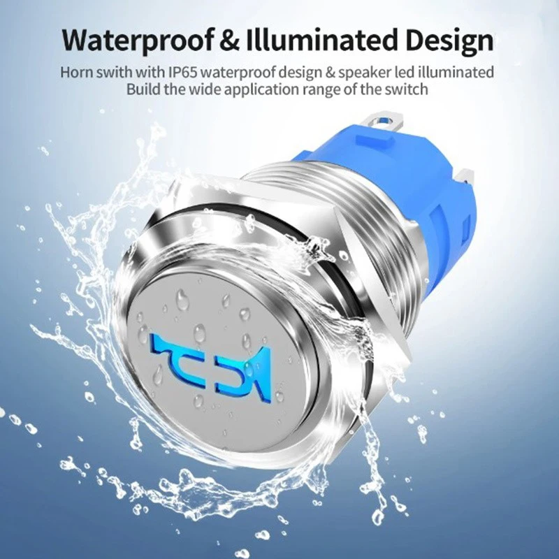 1Pcs 16mm 12V Momentary Speaker Speaker Button Toggle Switch Installation Hole With Car Pre Wiring Socket