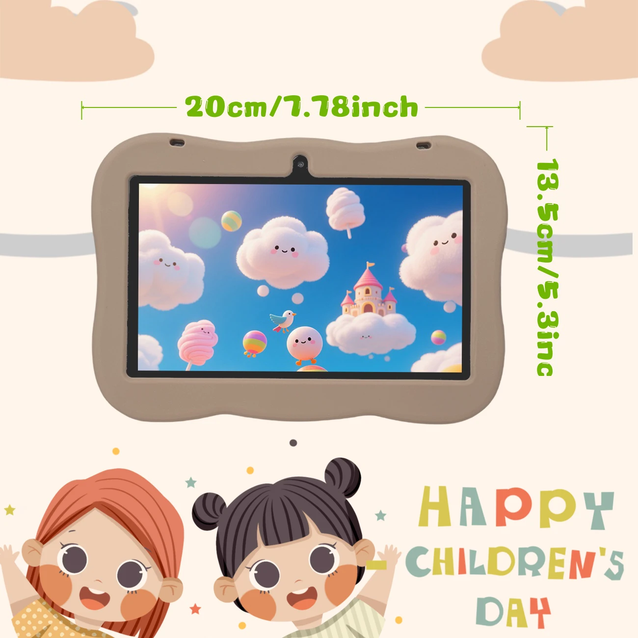 7-Zoll-Tablet-Computer, Kindersteuerung, WLAN, Dual-Kamera, Silikon-Schutzhülle, Anti-Fall, geeignetes Geschenk für Kinder