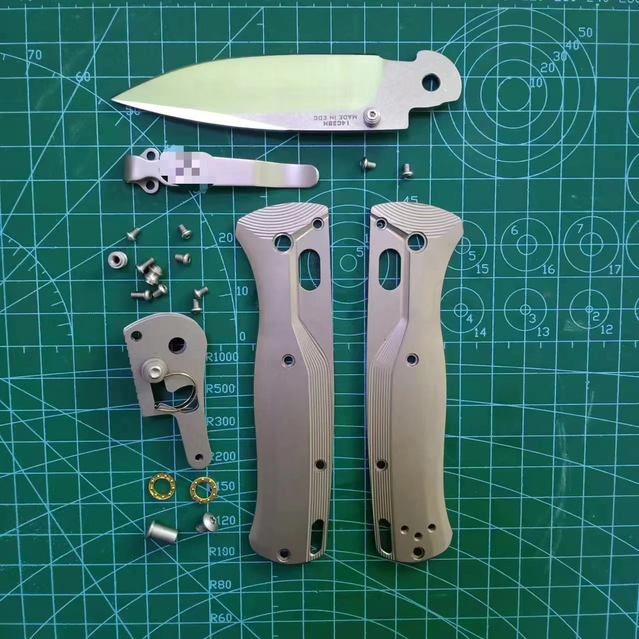 

1 Set Custom MadeTitanium Alloy Handle Scales With Accessories +14C28N Stainless Steel Blade for Benchmade 535 Modify