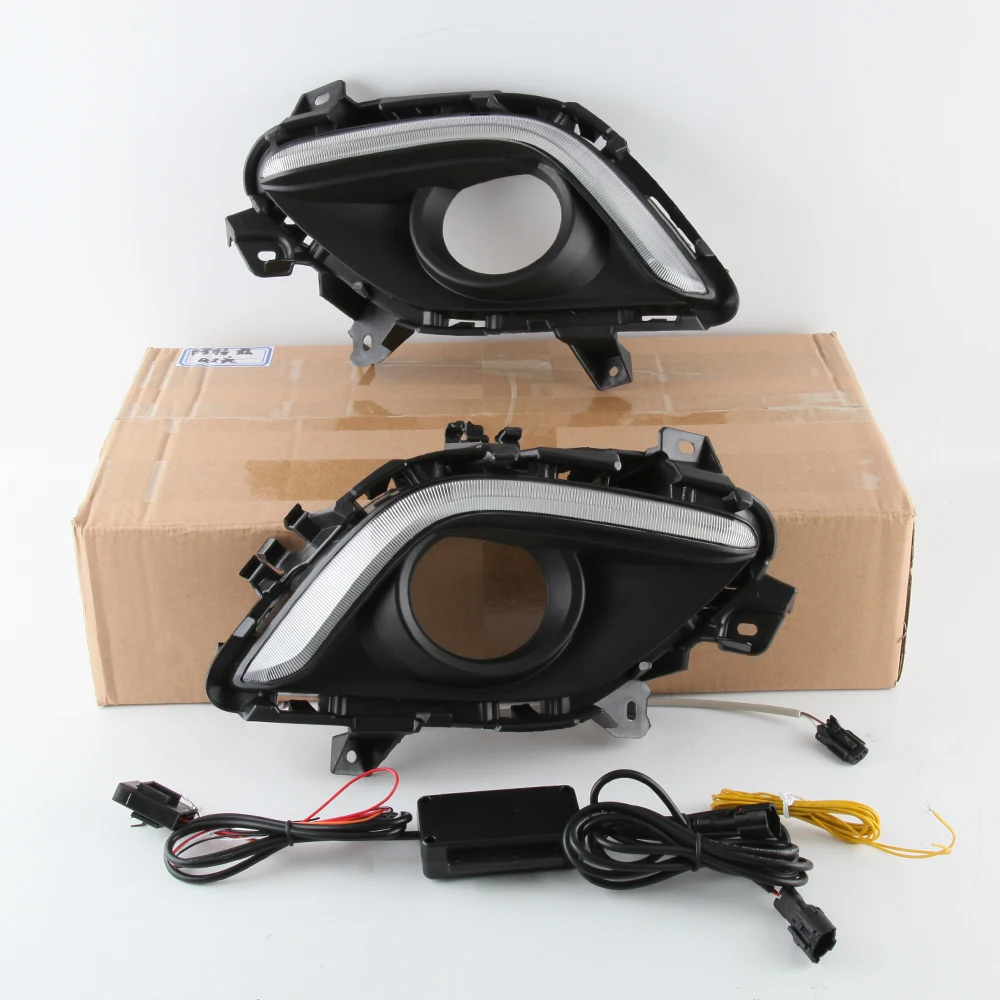 

July King Car LED Daytime Running Lights Compatible for Mazda 6 Atenza 2013-2016, LED 6000K DRL + Yellow Turn Signals