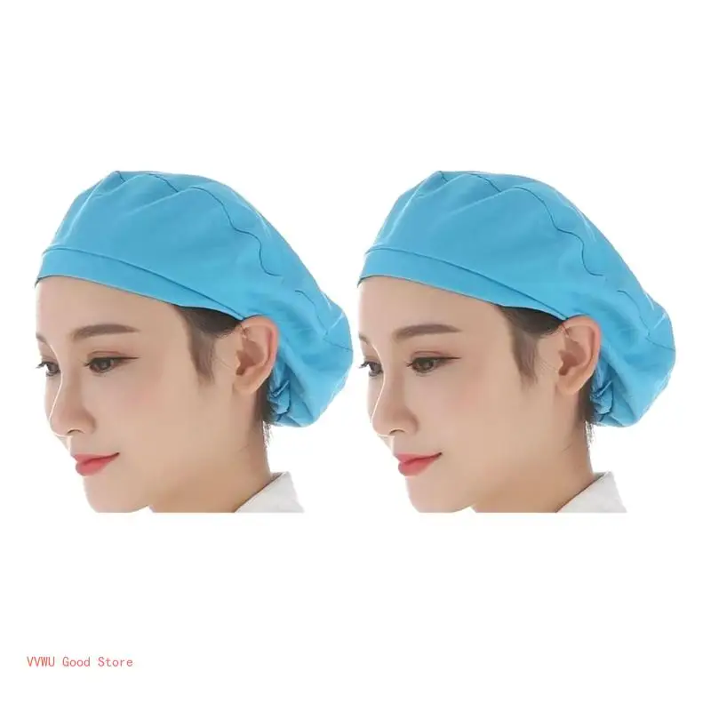 

Женская и мужская пылезащитная дышащая кухонная шляпа шеф-повара, эластичные хлопковые заводские рабочие шапки, защитный чехол 2