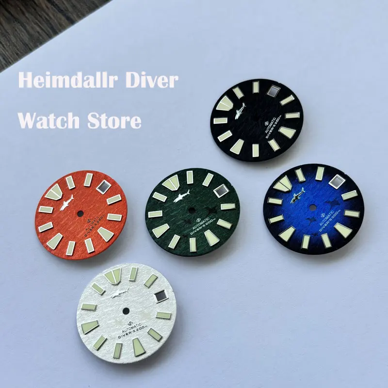 時計改造パーツ-heimdallr-285mm-skx007-ブラック-ブルー-ホワイトダイヤル-スーパーグリーン夜光マーク-nh35-ムーブメントに適しています