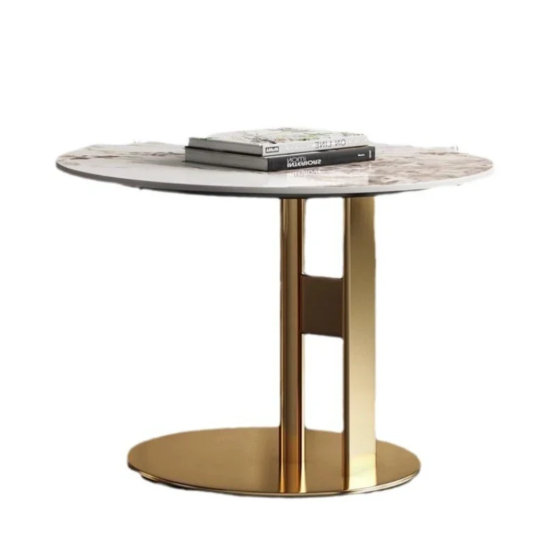 

Italian light luxury stainless steel slate, round modern simple living room designer coffee table