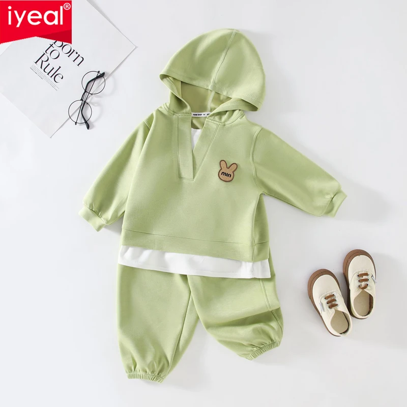 

IYEAL New Children's Spring And Autumn Long Sleeved Long Pants Two-Piece Set For Girls And Boys, Spring Kids Korean Casual Suit