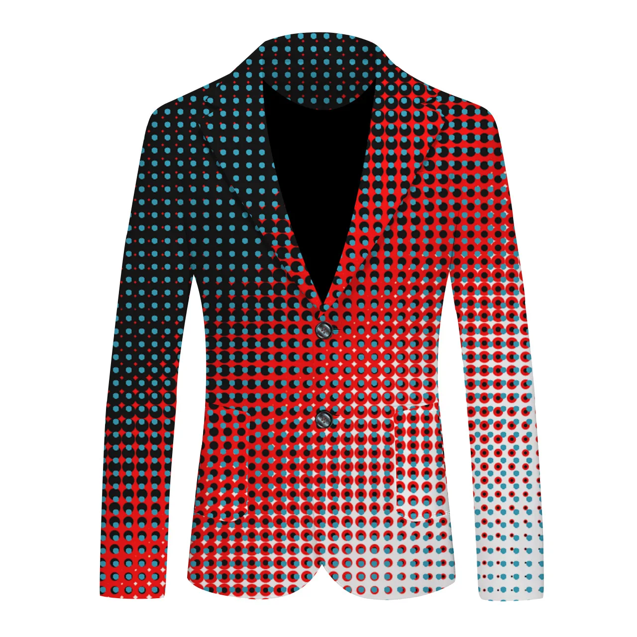 2024 Men's Polka Dot Print Gradient Color Casual blazer  Youth Fashion Four Seasons Long Sleeve Thin   blazers