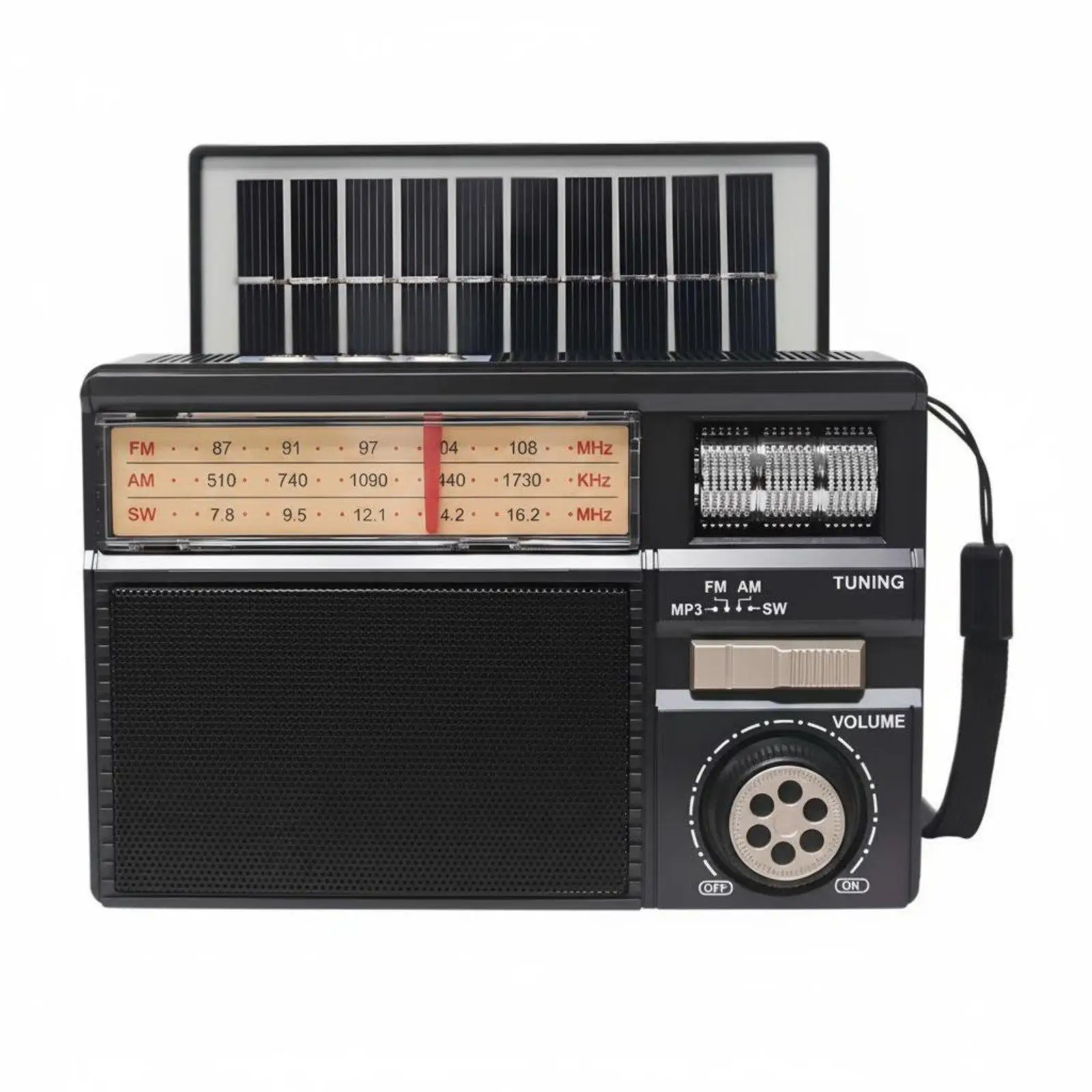 Rechargeable Portable Radio Player Solar Powered Am Fm Shortwave Audio Device with Usb Tf Support for Camping Outdoor