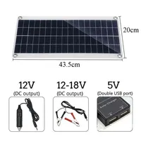 30W 12V Solar Panel Kit With Dual USB Output 20A 30A 40A 50A Controller For Car Yacht Battery Boat Charging System