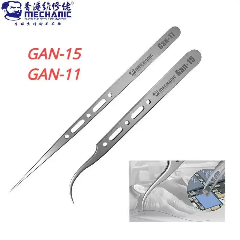 MECHANIC-Anti-magnetic Tweezers for Mobile Phone Repair Fingerprint Flying Wire Precision Components Fine Tip Clip GAN-15 GAN-11