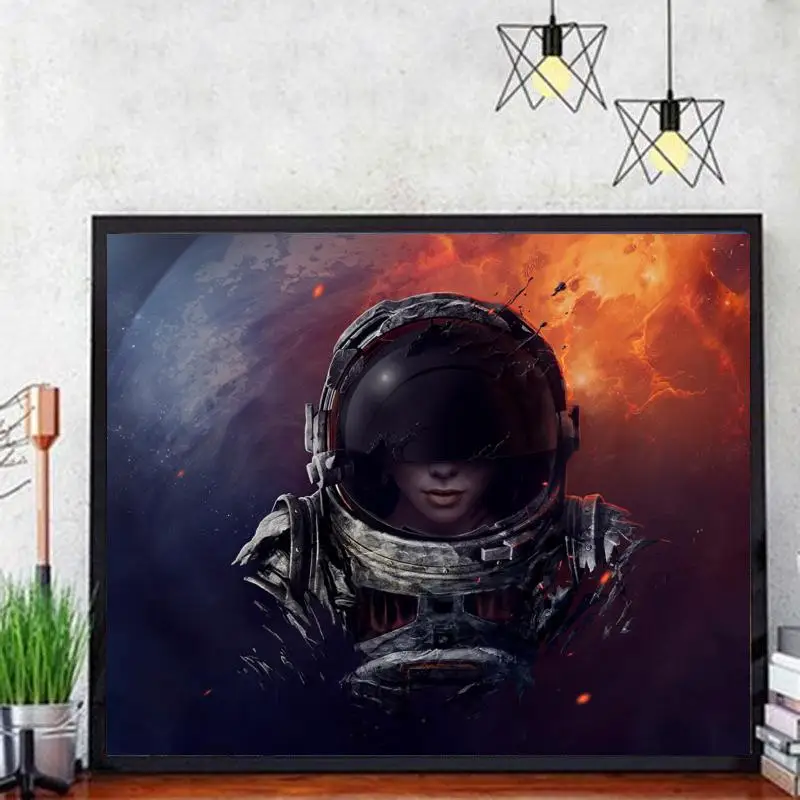 DIY Paint By Numbers Hopeless Astronaut in The Universe Oil Painting for Adults Cthulhu and Cyberpunk Art Decoration