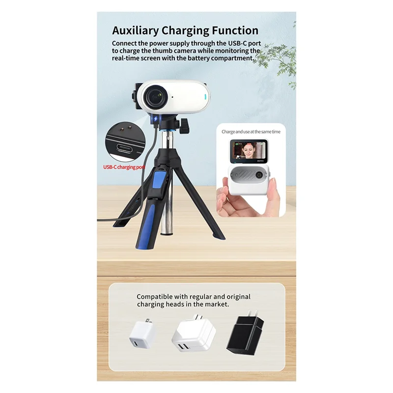 A41Z-Magnetic Mount Quick Release Tripod Adapter With USB Charging For Insta360 GO 3 3S Thumb Camera Bracket Magnet Base