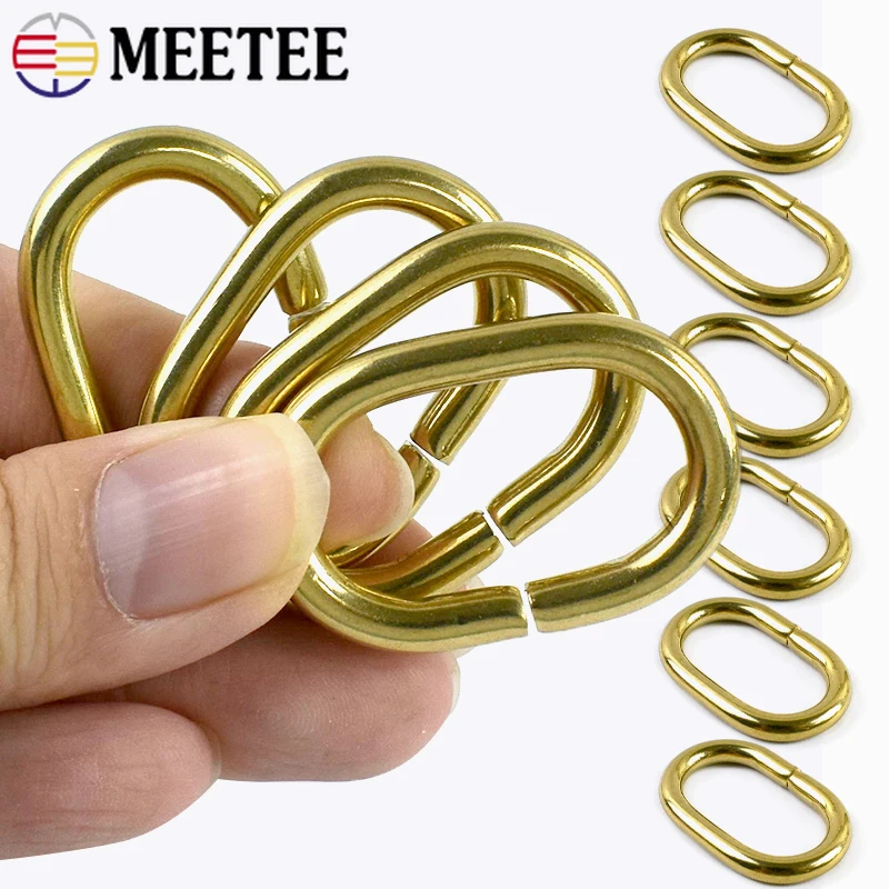 

5/10Pcs Meetee Solid Brass O Ring Buckles for Bag Strap Belt Buckle Dog Collar Webbing Carabiner Rings Leather Craft Accessories