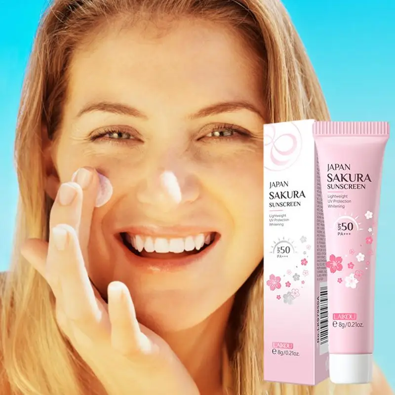 1pc Sakura Whitening Cream Sunscreen Protector Facial Solar Sun Blocker Spf50 PA+++ Isolation Lotion Cream Bleaching Moisturizer