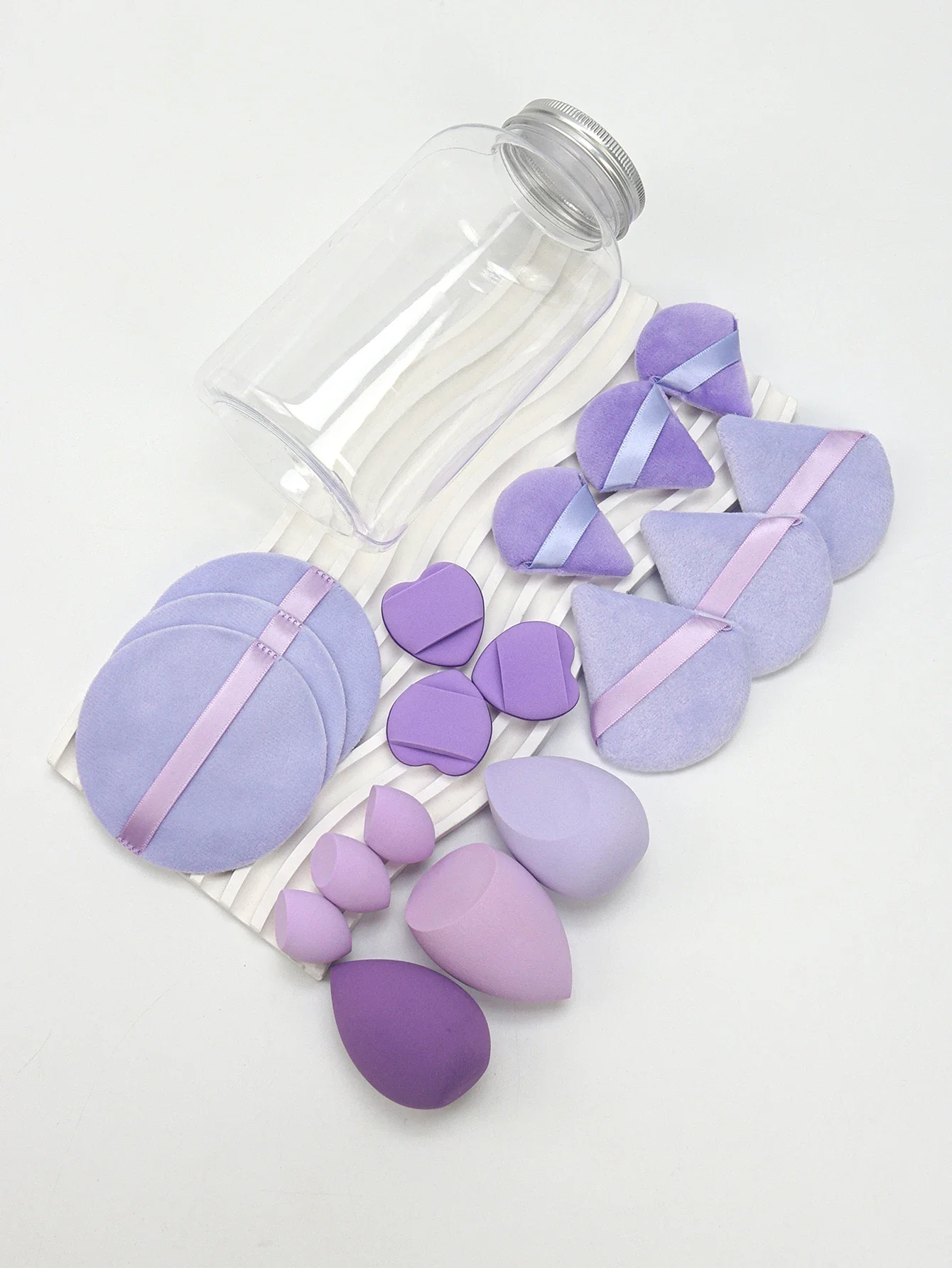 Lanxun 18-pack met opbergpot, 3 make-upsponzen en 3 mini-make-upsponzen en 3 poederdonsjes en 3 make-upverwijderingspads en