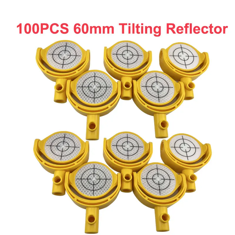 100PCS 60mm Tilting Target Reflector With Printed Crosshair Diameter Sheet 5/8X11 Thread Mini Prism For Total Station Surveying