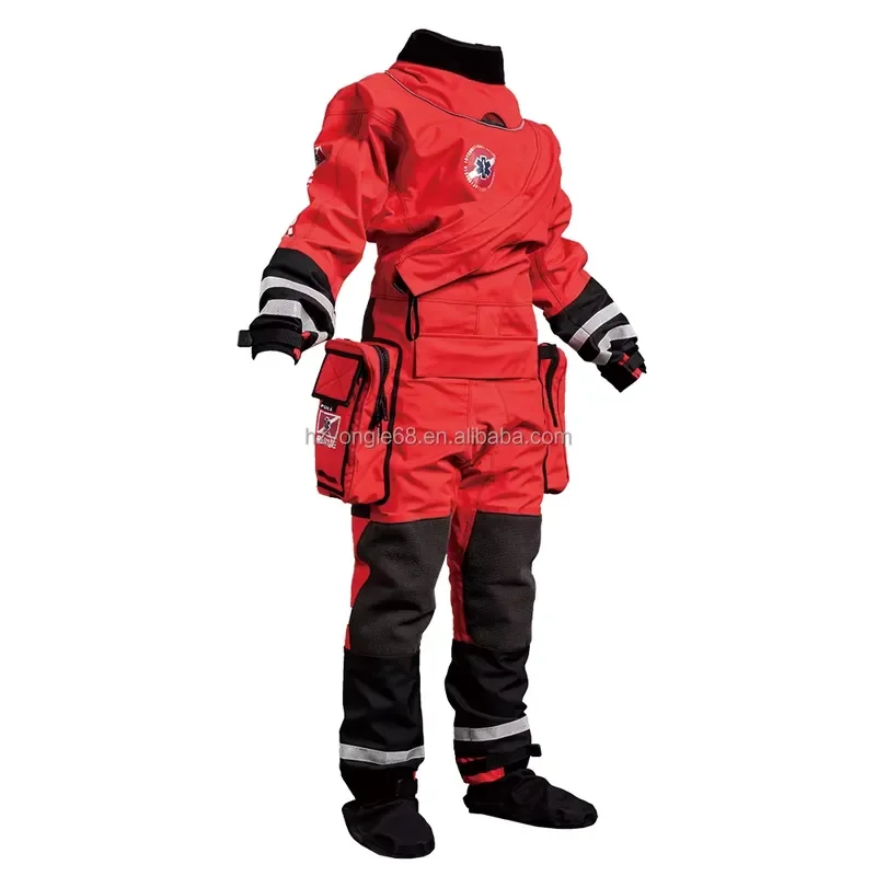 OEM/ODM Waterproof Lightweight Durable Ergonomic Chest Zip SI TECH Seals Kevlar Reinforced Knees Rescue Drysuit Front 3-layer