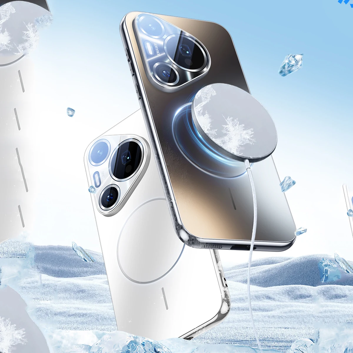 

Shockproof Wireless Charging Magnetic Phone Case For Huawei Pura 70 Pro 80 Pro, Slim Matte Built-in Camera Protection Film Cover