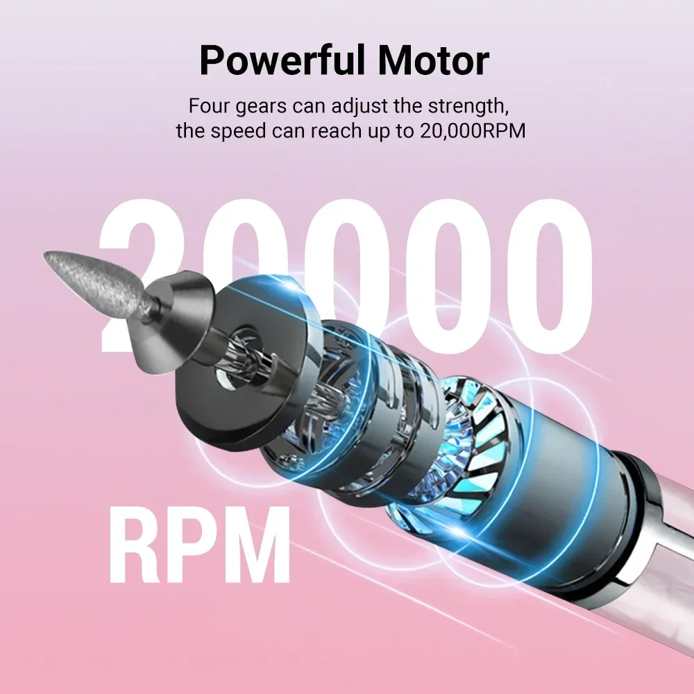 Wiertarka do paznokci Pióro USB Pilnik do paznokci Pióro do polerowania Akumulatorowa wiertarka do paznokci Przenośna wiertarka do manicure Narzędzie do salonu piękności