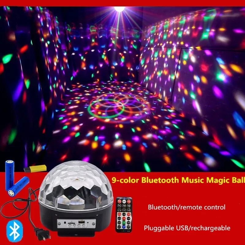 Pop RGB Premium Sound Control Stage Light LED 27W 9LEDS RGB Magic Crystal Ball Lamp Disco Light Laser Wedding Home Party Lase