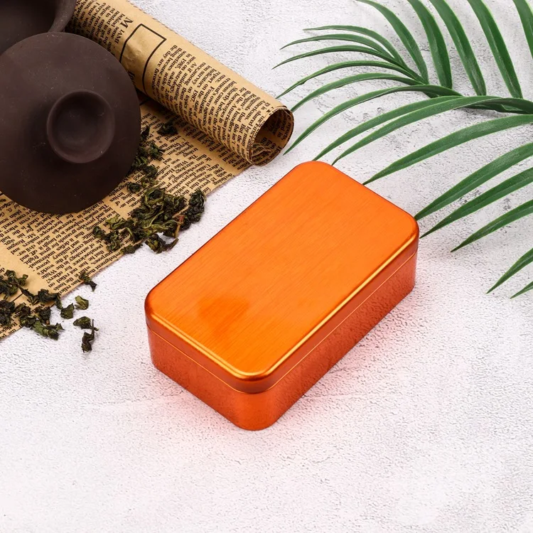 1Pc Mini Aluminum Tin Box Candy Pill Cases Bins Jar Hinged Containers Rectangular Small Organizer Metal Storage Box Candle Jars