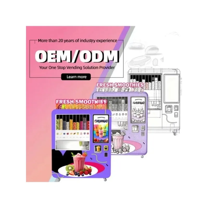 Customize Professional l Use High Profit for Street  Manufacture Coin Cards & Cash  Automatic  Fresh Smoothie Vending Machine