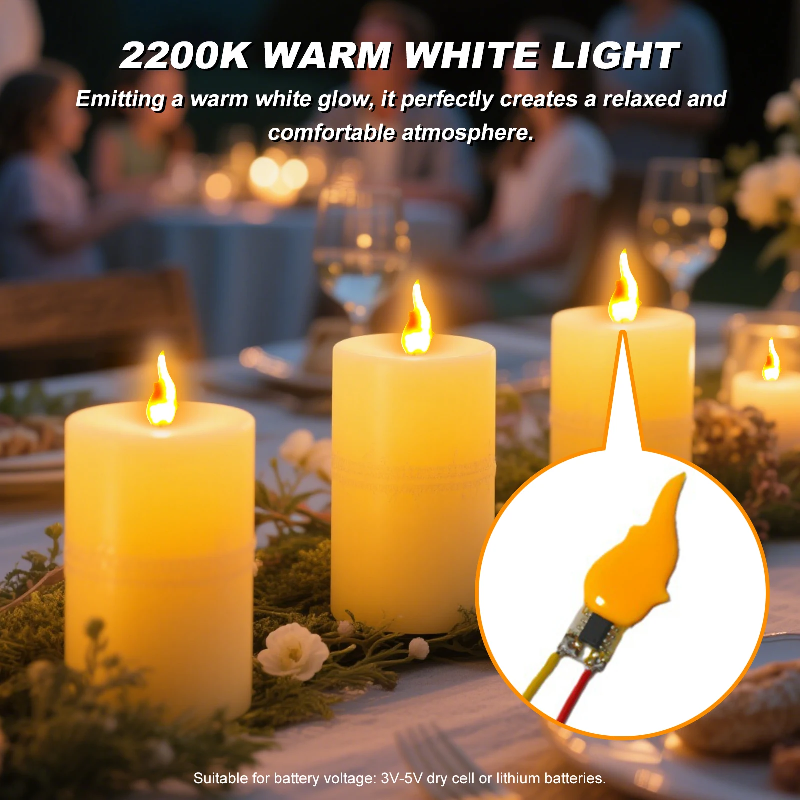 DC3-5V Flame Lamp Wick Simulation Candle Lamp Circuit Board with built-in LED Palm Shaped Flame Lamp Circuit Board Party Decor