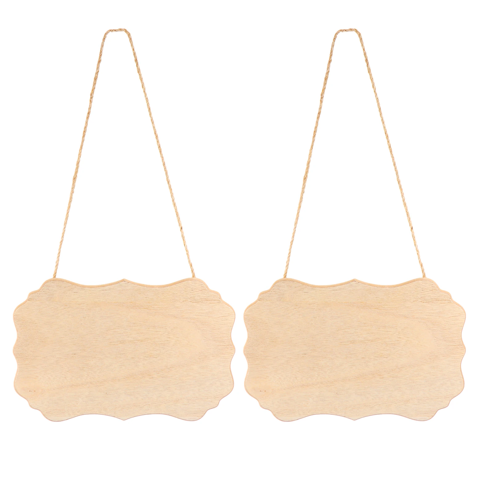 

2Pcs Wooden Decorative Hang Tag Unfinished Plaque DIY Hanging Sign Blank Home School Sewing Accessories Wood Material Lanyard