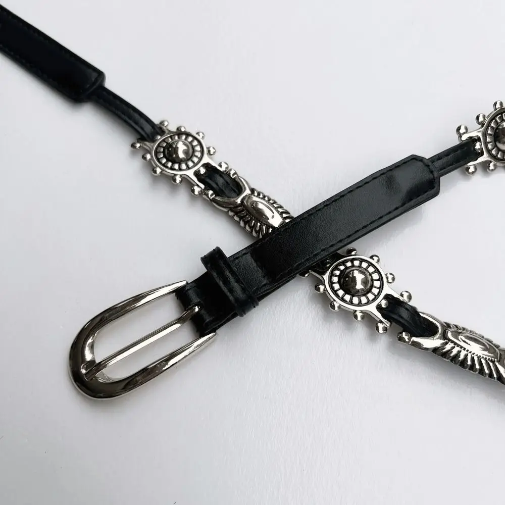 Y2K Metal Carved Belts Thin Spicy Girl Bohemian Style Belts Exaggerated American-Style Ethnic Style Waistband Jeans Decorative