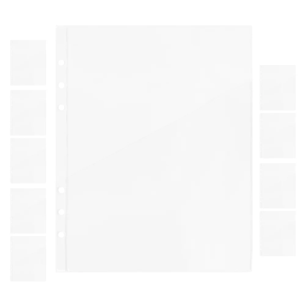 10 Pcs Transparent Storage Bag Clear Page Protectors PVC Card Envelopes Plastic Binder Pocket Folders with Holes for Organizers