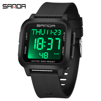 SANDA New Digital Watches Men Luxury Brand Square Dial Waterproof Shock Countdown Resistant Bright Back Light Sport Wrist Watch