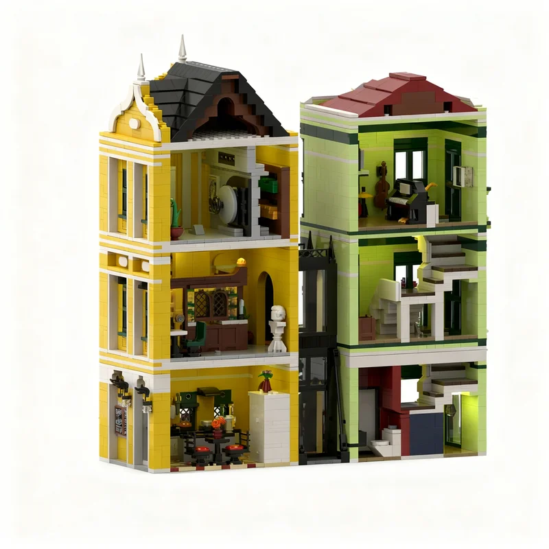 4210 قطعة MOC الكاريبي البنك الرموز نموذج اللبنات البناء تجميع DIY بها بنفسك ألعاب إبداعية التعليم هدايا عيد الميلاد فكرة