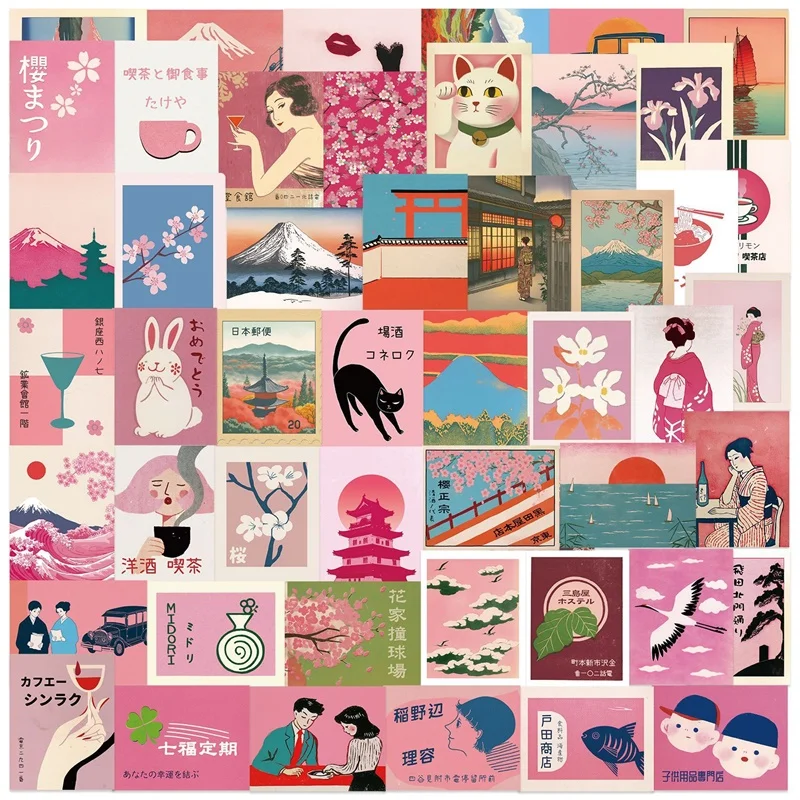

10/30/50PCS Cute Simple Pink Sticky PVC Sticker Aesthetic Decoration Scrapbooking Supplies DIY Children's Hand Accounting