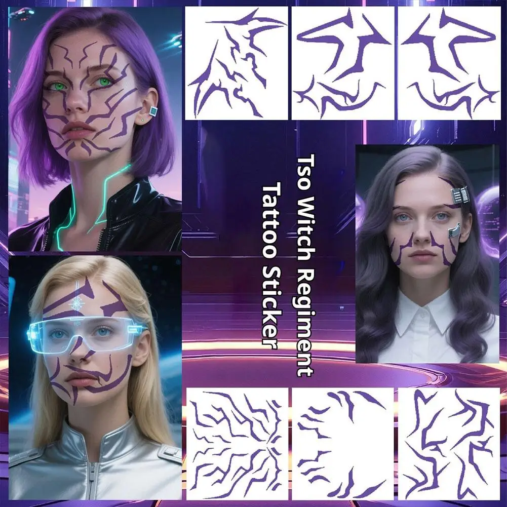 roxo-tatuagem-temporaria-adesivo-grupo-meninas-demonios-cosplay-cacadores-dos-desenhos-animados-acessorios-traje-de-halloween-terno-aderecos