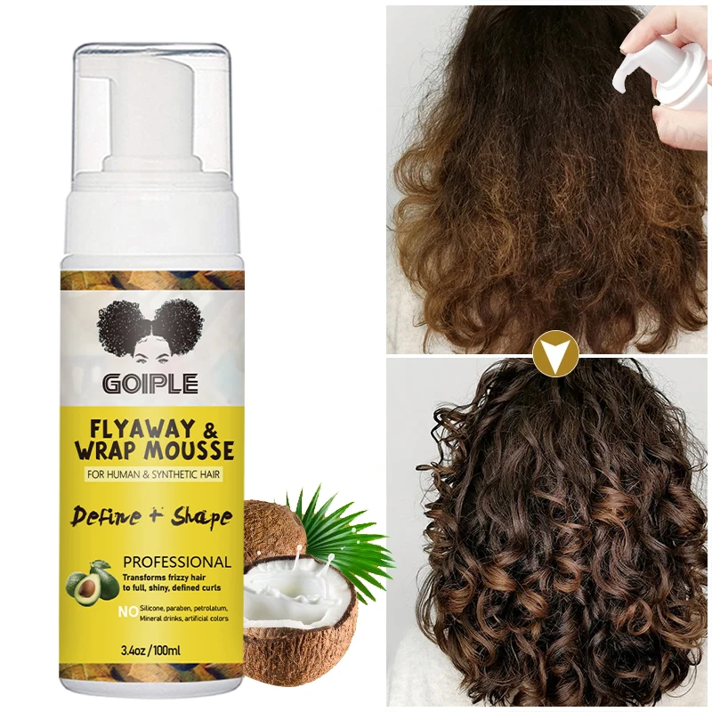 Espuma Natural de tamaño pequeño para rizos, 100ML, para pelucas, bordes Locs, Mousse orgánico para cabello rizado