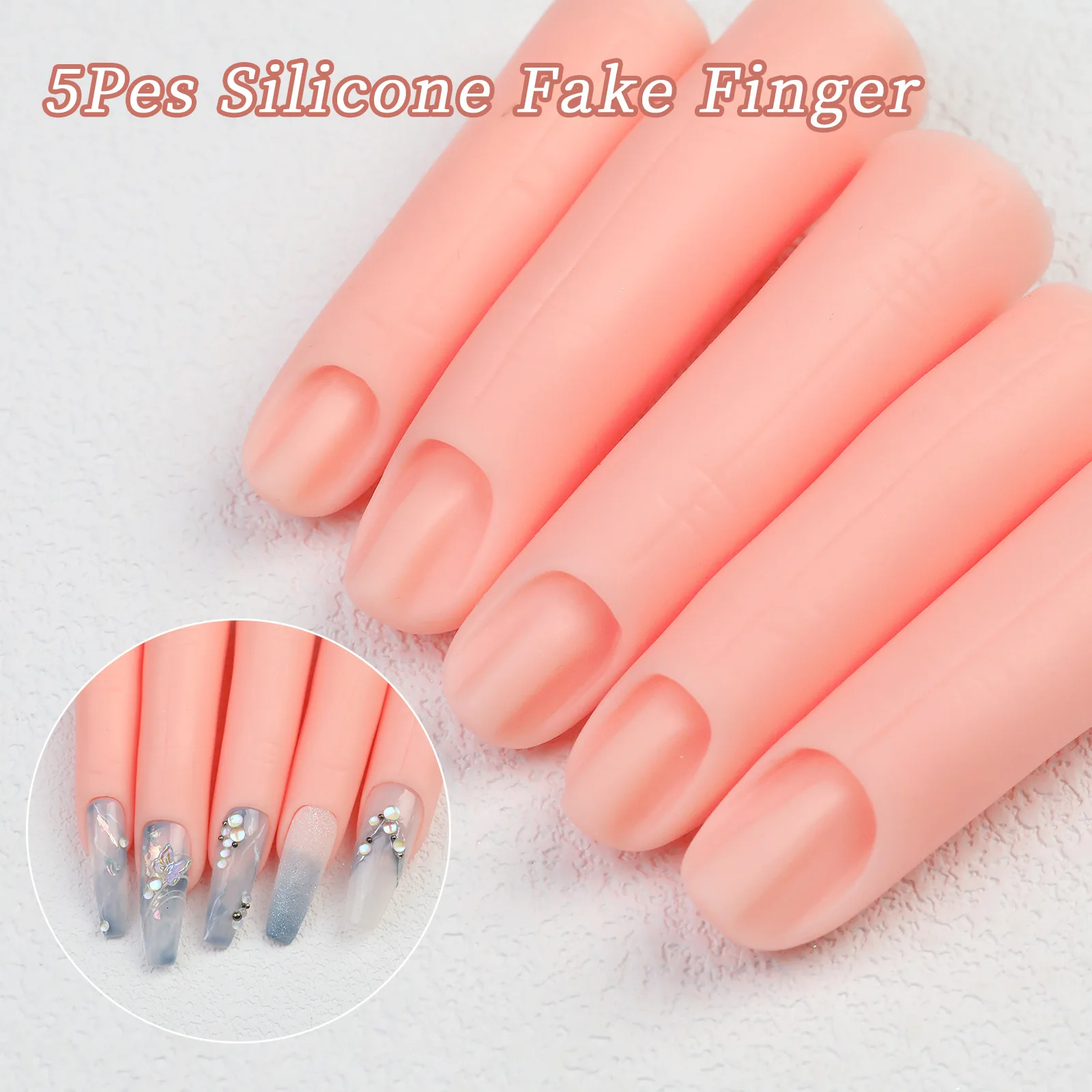 Imagen 3: Herramienta para práctica de uñas acrílicas, modelo de dedo de silicona con articulaciones y uñas postizas flexibles, accesorios de manicura DIY