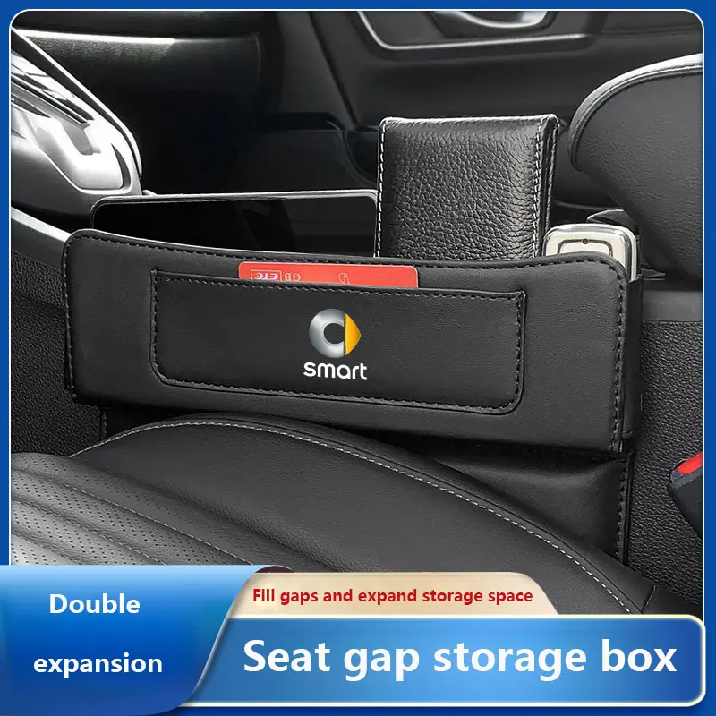 

Новый кожаный Органайзер для зазора на сиденье автомобиля, наполнитель для консоли, боковой контейнер для хранения, карман для хранения в салоне автомобиля с логотипом для умного автомобиля