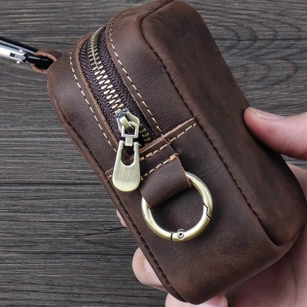 Vintage PU Leather Mini Leather Coin Purse Hook Multi-Color Key Ring Pouch Storage Bag Card Bag Men Wallet Men